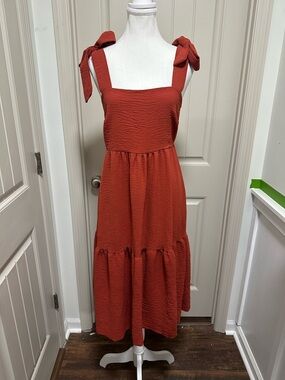 Tie-Shoulder Maxi Dress in Rust